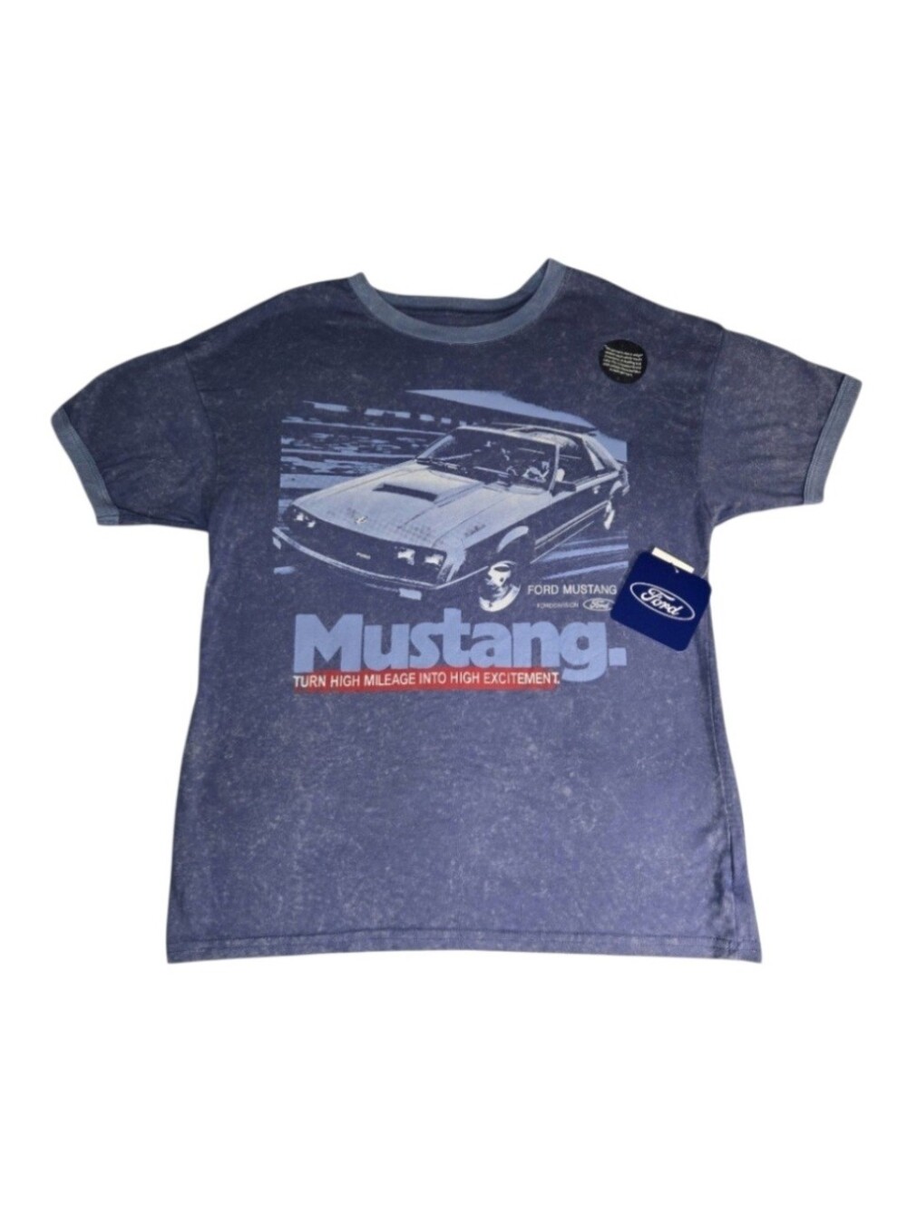 Mustang Boys Graphic Tee with Short Sleeves in Grey-Blue, Size XXL NWT!